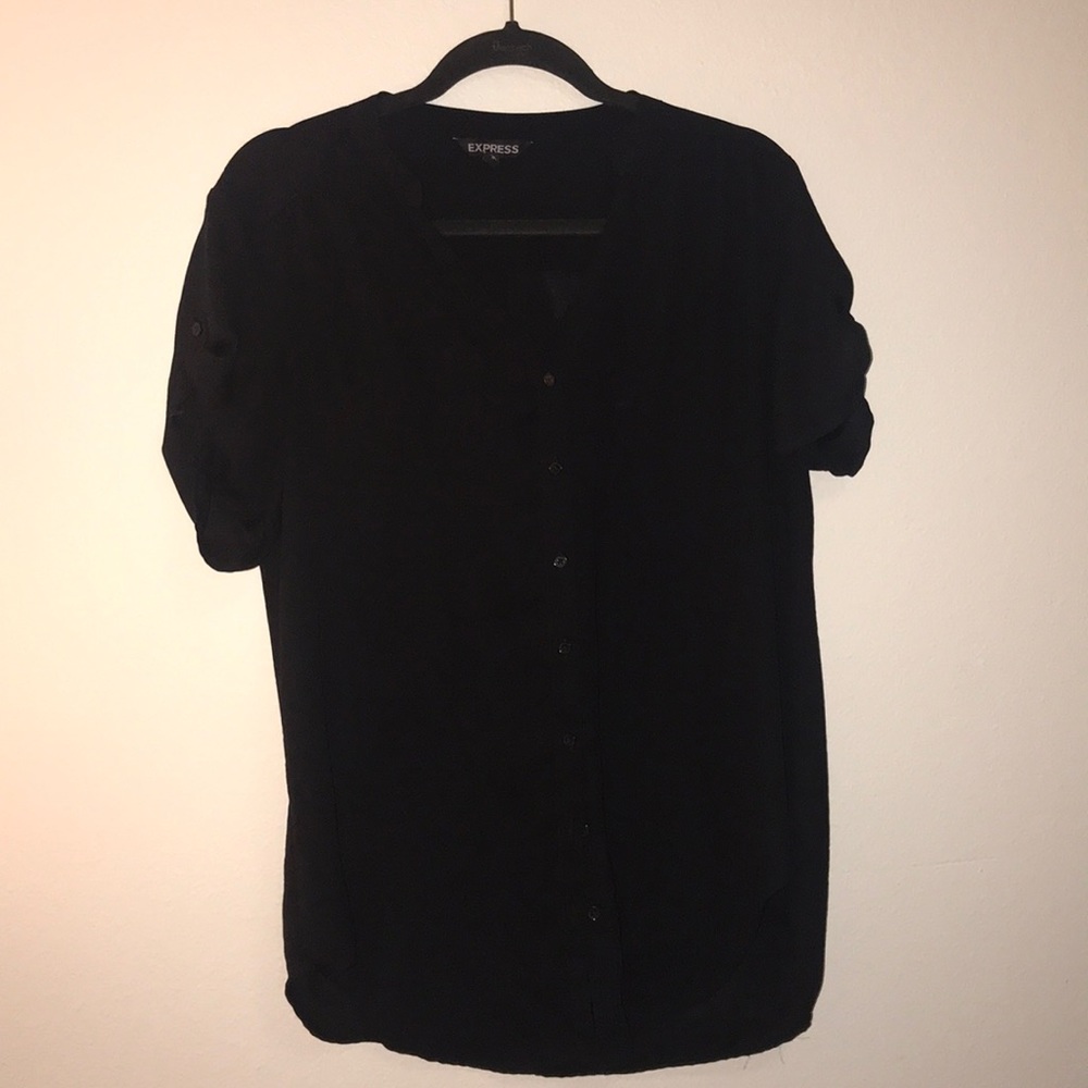 Black short sleeve button up